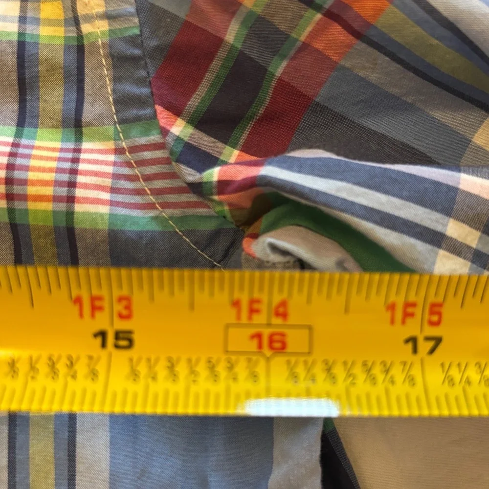 Ralph Lauren Boys Blue Green Plaid Button Down Shirt Size M 10-12 Cotton Pony